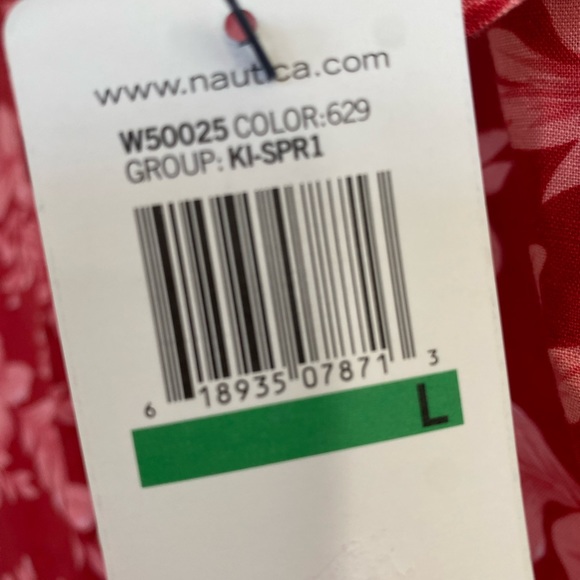 Tropical Linen Hawaiian Shirt Island Hibiscus Luau Print Pattern Nautica Large - Picture 6 of 16